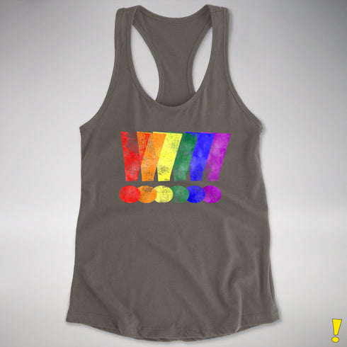 LGBTQ Pride Exclamation Points Racerback Tank - Dark Grey